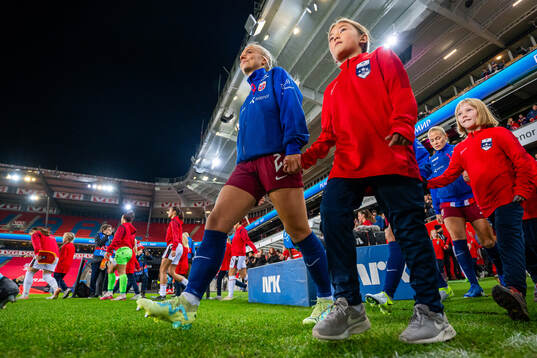 Emilie Woldvik of Norway enters the pitch