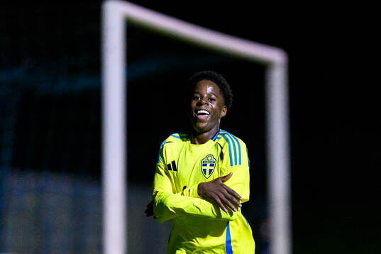 Eddy Kejang of Sweden celebrates the 2-0 goal