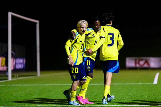 Eddy Kejang of Sweden celebrate the 2-0 goal with teammates