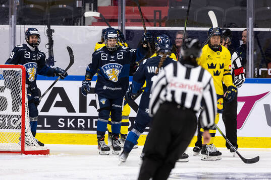 Julia Liikala of Finland celebrates