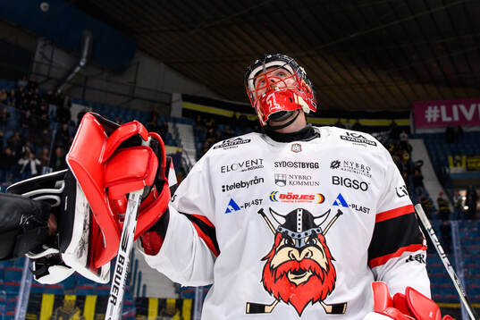 Nybro Vikings målvakt Tex Williamsson deppar