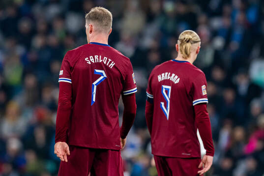 Alexander Sørloth and Erling Braut Haaland of Norway