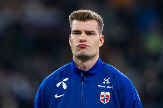 Alexander Sørloth of Norway line up