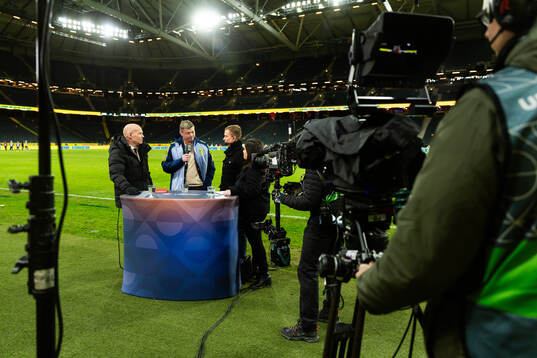 Head coach Jon Dahl Tomasson of Sweden is interviewed in