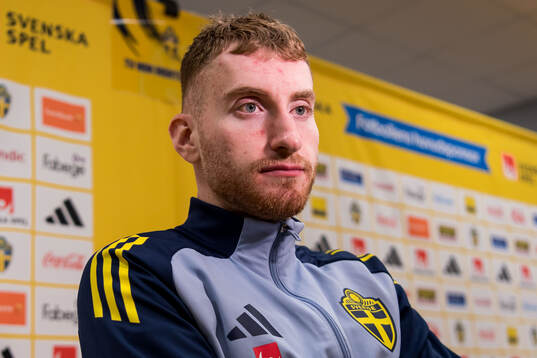 Dejan Kulusevski of Sweden in mixed zone