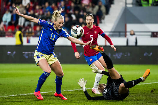 Stina Blackstenius of Sweden against Violeta Slovic  and