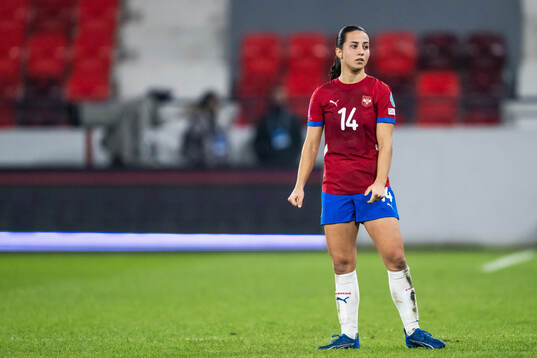 Vesna Milivojevic of Serbia looks dejected