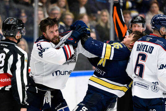 Linköpings Oscar Fantenberg och HV71s Radan Lenc