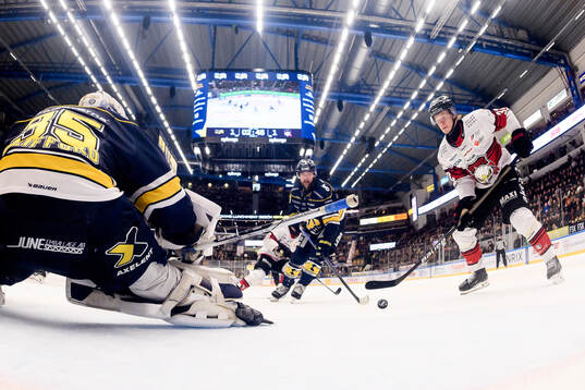HV71s målvakt Olof Glifford och Malmö Redhawks Joona