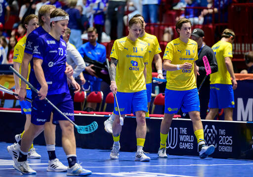 Ludwig Persson and Gabriel Kohonen of Sweden look dejected