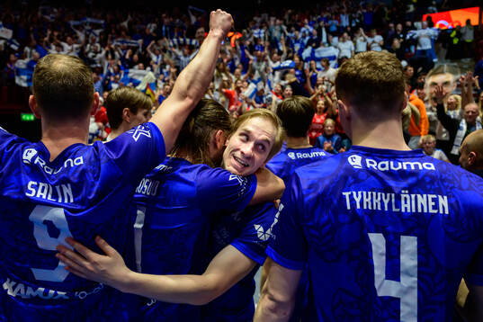 Otto Lehkosuo and Jere Niemela of Finland celebrate