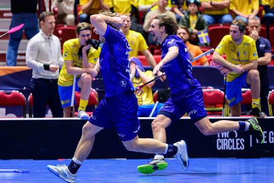 Miska Makinen of Finland celebrates