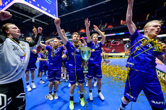 Nico Salo of Finland celebrates with the trophy