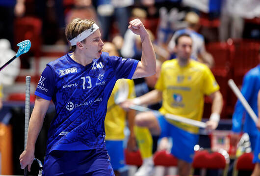 Justus Kainulainen of Finland celebrates the 4-2 goal