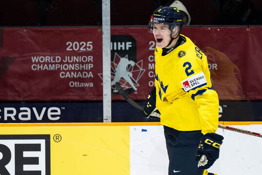 Rasmus Bergqvist of Sweden celebrates