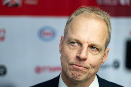 Head coach Magnus Hävelid of Sweden is interviewed