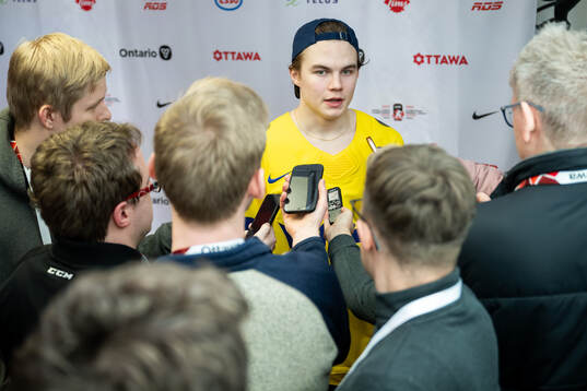 Axel Sandin-Pellikka of Sweden is interviewed