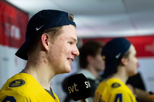 Rasmus Bergqvist of Sweden is interviewed