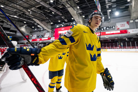 David Edstrom of Sweden celebrates