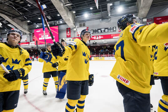 Rasmus Bergqvist of Sweden celebrates