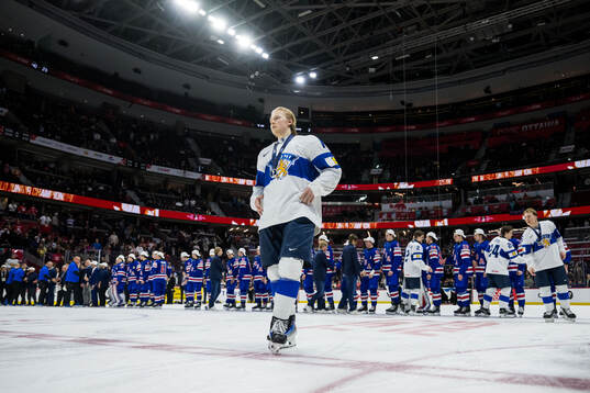 Konsta Helenius of Finland looks dejected