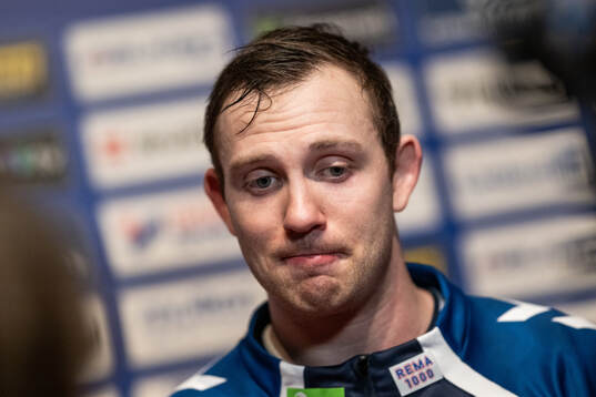Sander Sagosen of Norway is interviewed