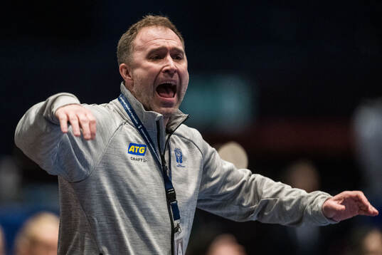 Head coach Michael Apelgren of Sweden reacts