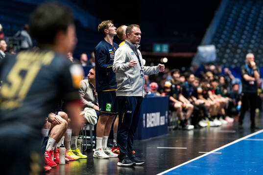 Head coach Michael Apelgren of Sweden celebrates