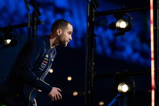Goalkeeper Fabian Norsten of Sweden enters the arena