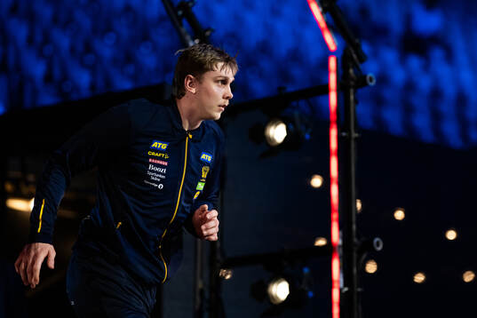 Edwin Aspenbäck of Sweden enters the arena