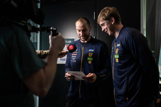 Goalkeeper Fabian Norsten and Edwin Aspenbäck of the