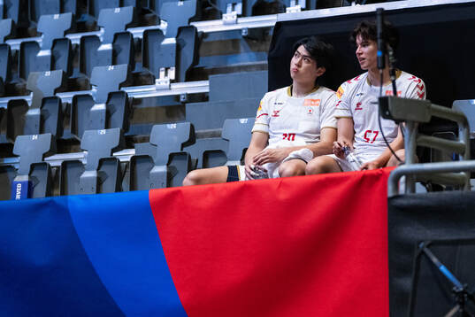 Naoki Yamaguchi and Nikita Nakaoki of Japan look dejected