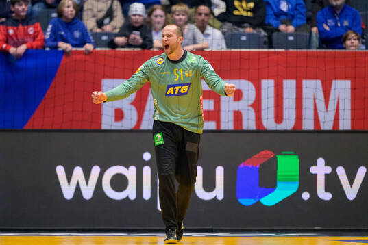 Goalkeeper Fabian Norsten of Sweden celebrates