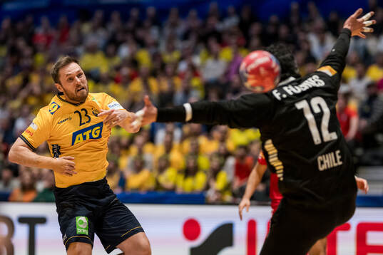 Albin Lagergren of Sweden against goalkeeper Felipe Garcia