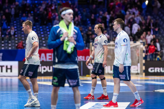 Sander Sagosen of Norway looks dejected