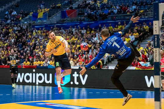 Albin Lagergren of Sweden against goalkeeper Gonzalo Perez
