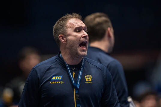Head coach Michael Apelgren of Sweden reacts