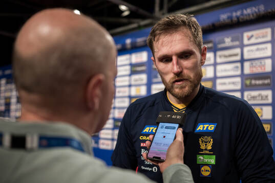 Albin Lagergren of Sweden is being interviewed