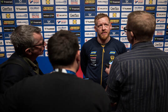 Jim Gottfridsson of Sweden is being interviewed