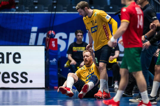 Jim Gottfridsson and Niclas Ekberg of Sweden look dejected