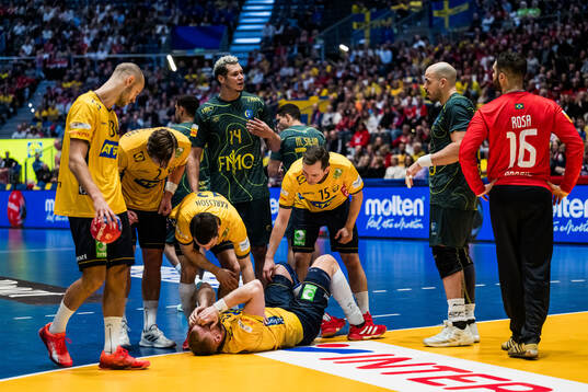 Jim Gottfridsson of Sweden in pain