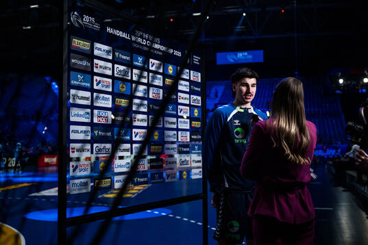 Simen Ulstad Lyse of Norway in mixed zone