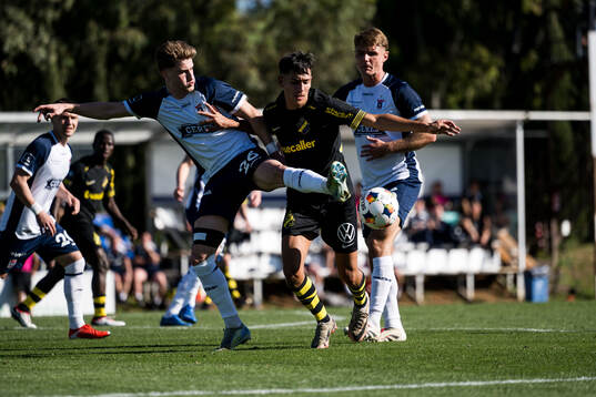 Jacob Andersen and Max Power of AGF Århus and Danilo