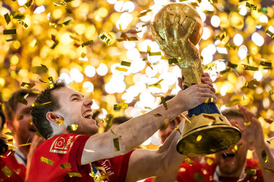 Mathias Gidsel of Denmark celebrates