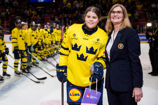 Hanna Thuvik of Sweden is awarded player of the match