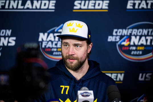 Victor Hedman of Sweden being interviewed by media
