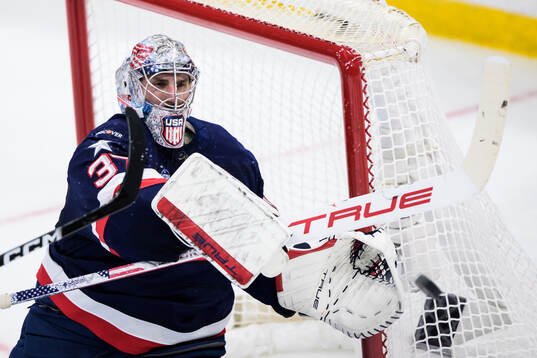Goaltender Connor Hellebuyck of USA