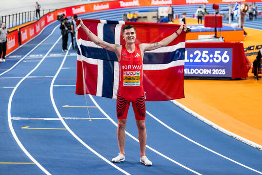 Jakob Asserson Ingebrigtsen of Norway celebrates