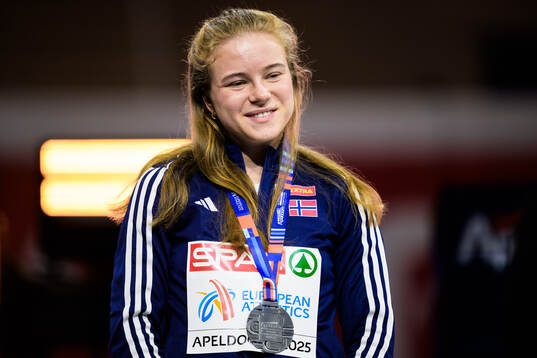 Henriette Jæger of Norway with her silver medal at the