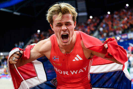 Sondre Guttormsen of Norway celebrates